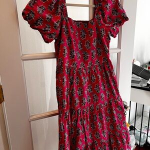 J. Crew Raspberry Pink Floral Spring Dress